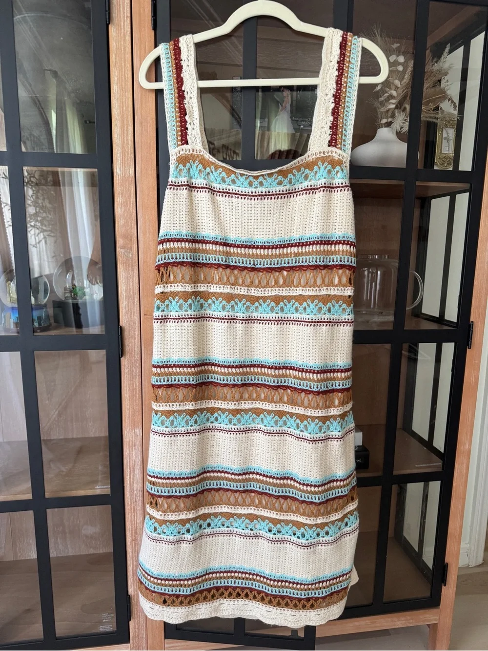 Anthropologie Kings Road Crochet Midi Dress Boho Swim Coverup Beach turquoise - Picture 10 of 10